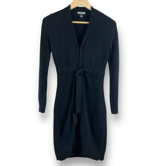 Guess Sweaters - Y2K Guess Women's S Longline Duster Cardigan Sweater Black Knit Tie Waist Winter